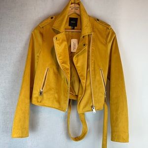 New Forever 21 Yellow Suede Biker Jacket BNWT